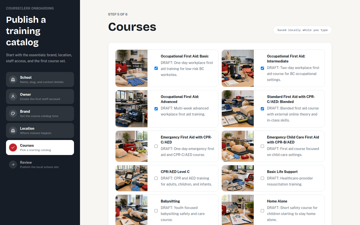 CourseClerk course template picker